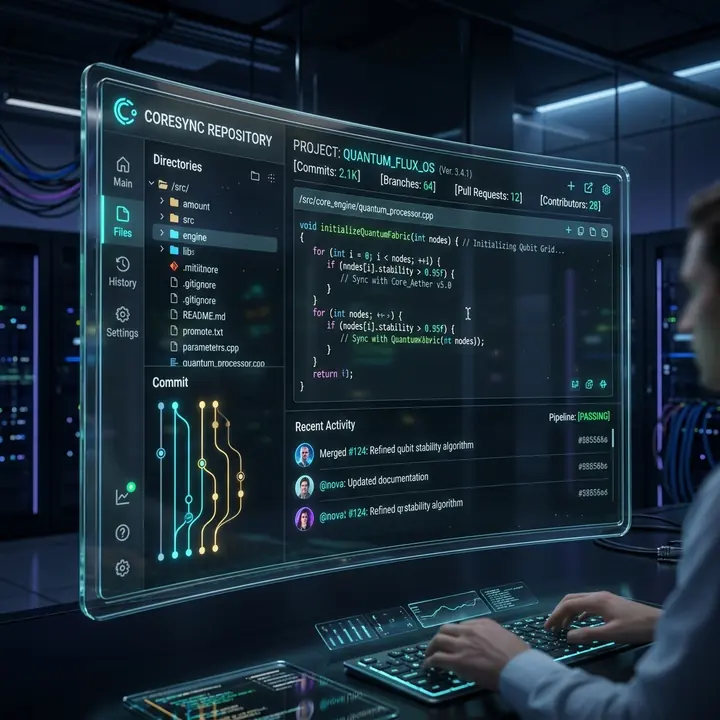 Illustration of an AI reviewing a code repository